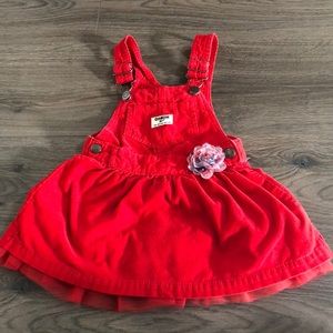 Oshkosh red corduroy dress with tulle trim